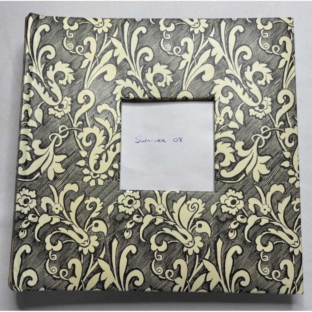 4 X 6 Photo Album With Front Picture Window Damask Black And White With Memo